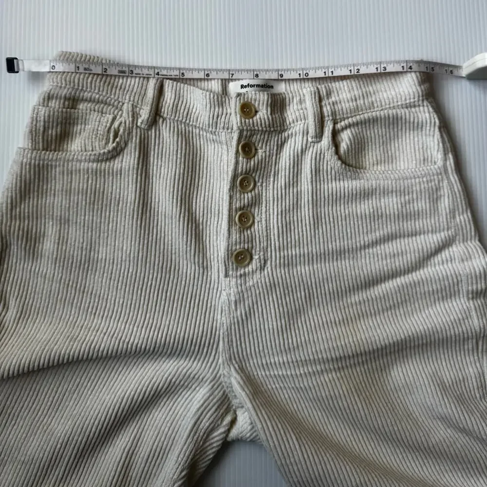 Reformation Cynthia Corduroy Pants 28 Cream Straight Cozy Nostalgic Retro Ivy - Picture 7 of 16